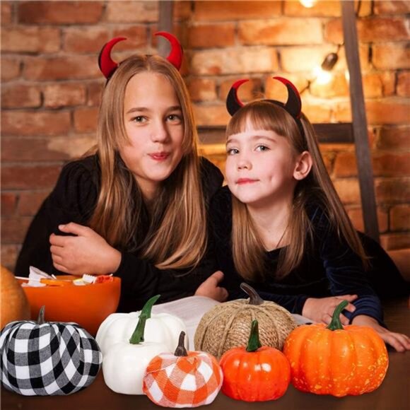 16 PCS Fall Decor Assorted Sizes Artificial Pumpkins Burlap Faux Foam Pumpkin - Picture 6 of 7